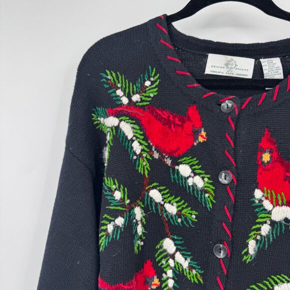 Design Options Cardinal Bird Philip Jane Gordon Sweater Cardigan woman's  size L - Picture 3 of 13